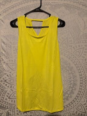 NWT AS ROSE RICH Crossover Open Back Workout Tank Top Neon Yellow xl
